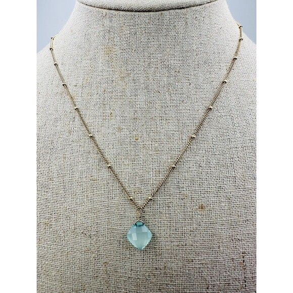 Anna Balkan 14k Gold Filled Chalcedony Charm Necklace 18” - Picture 1 of 5